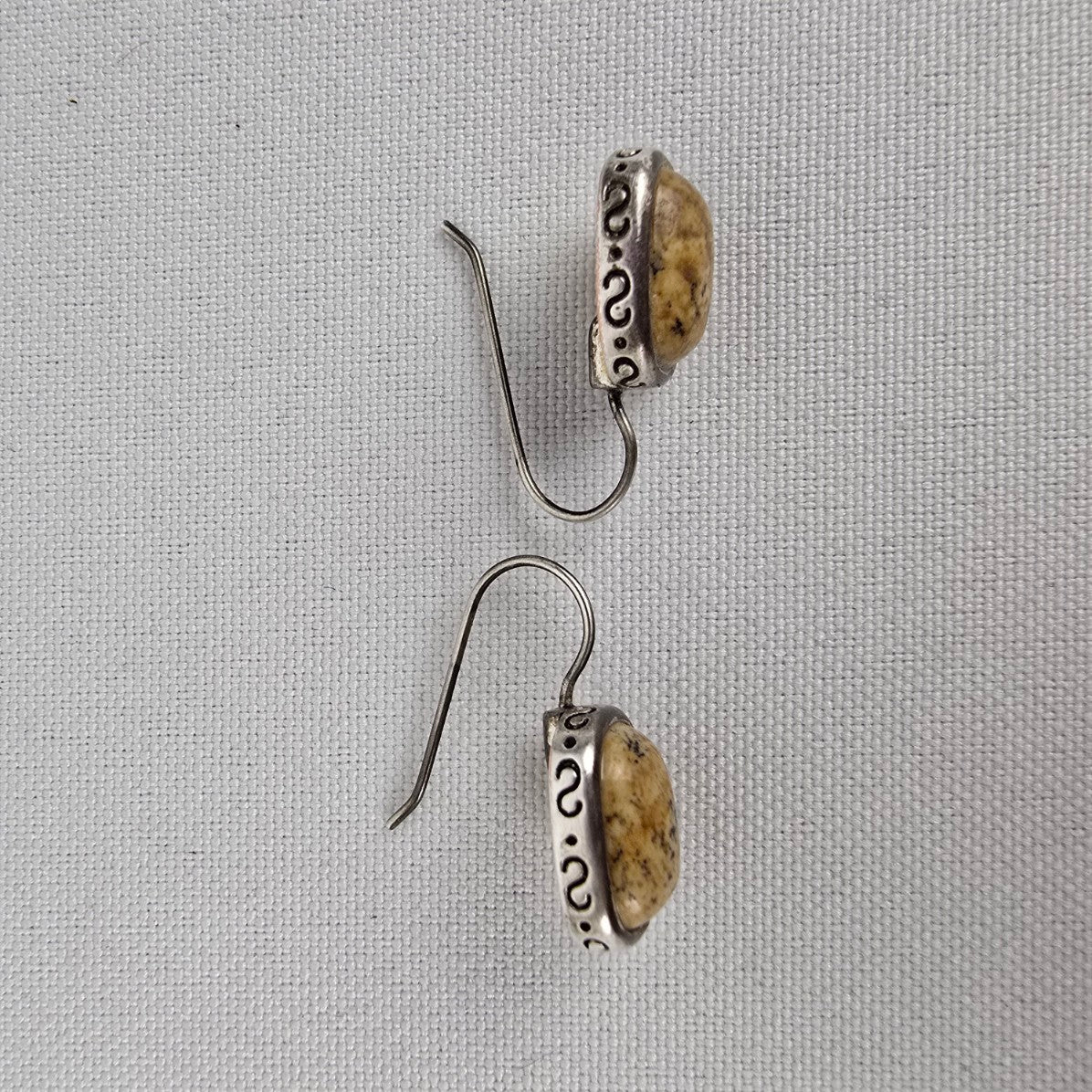 Sterling Silver Jasper Natural Stone Drop Earrings