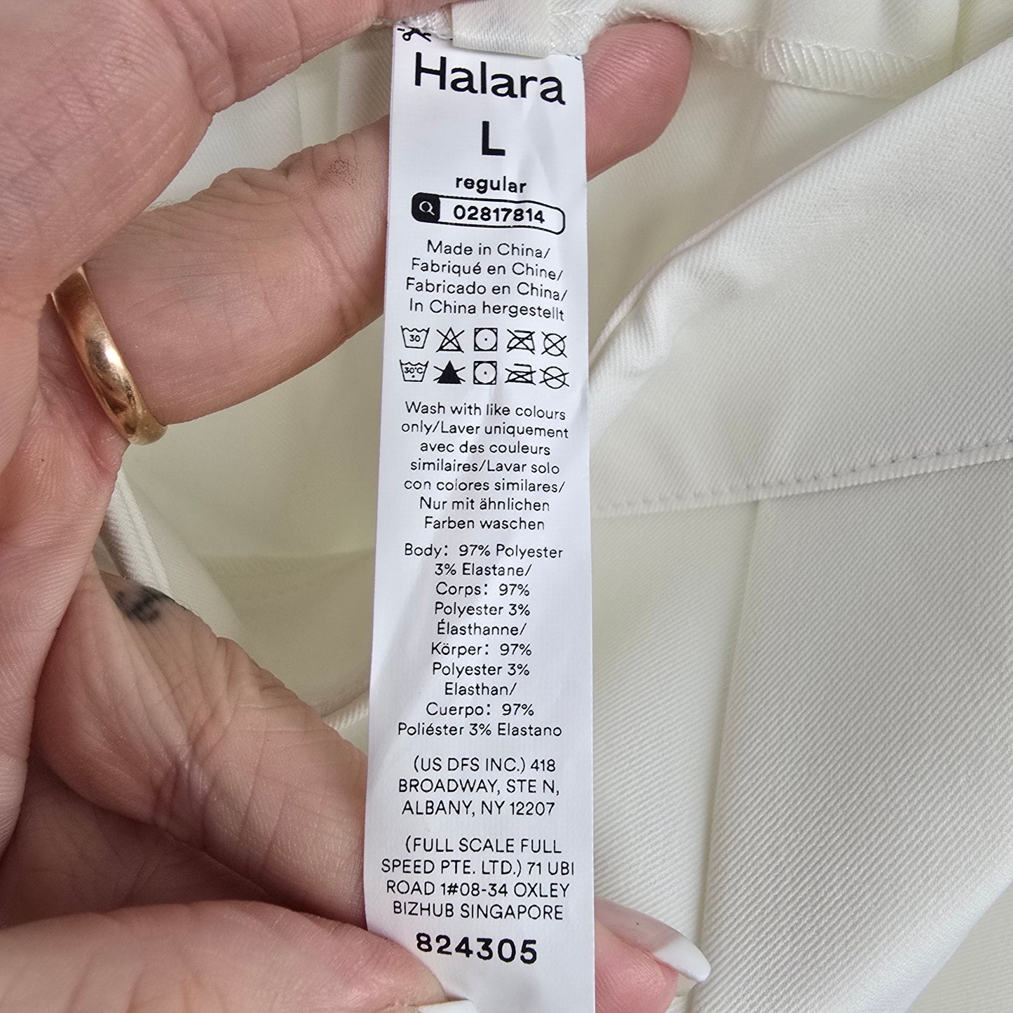 Halara Flex™ White Mid Rise Pocket Barrel Leg Work Pants Size L