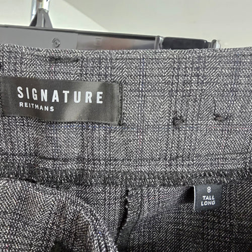 Signature Grey Plaid Wide Leg Trouser Dress Pants Size 8