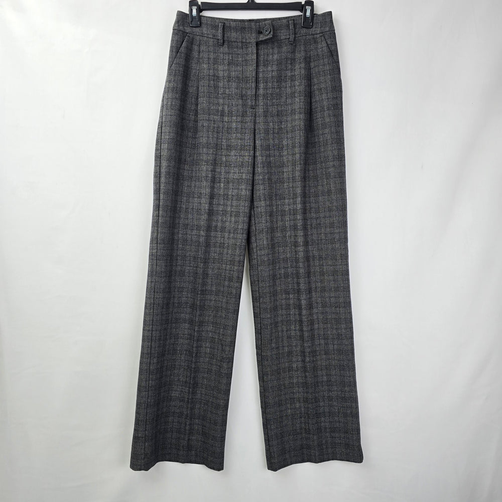 Signature Grey Plaid Wide Leg Trouser Dress Pants Size 8