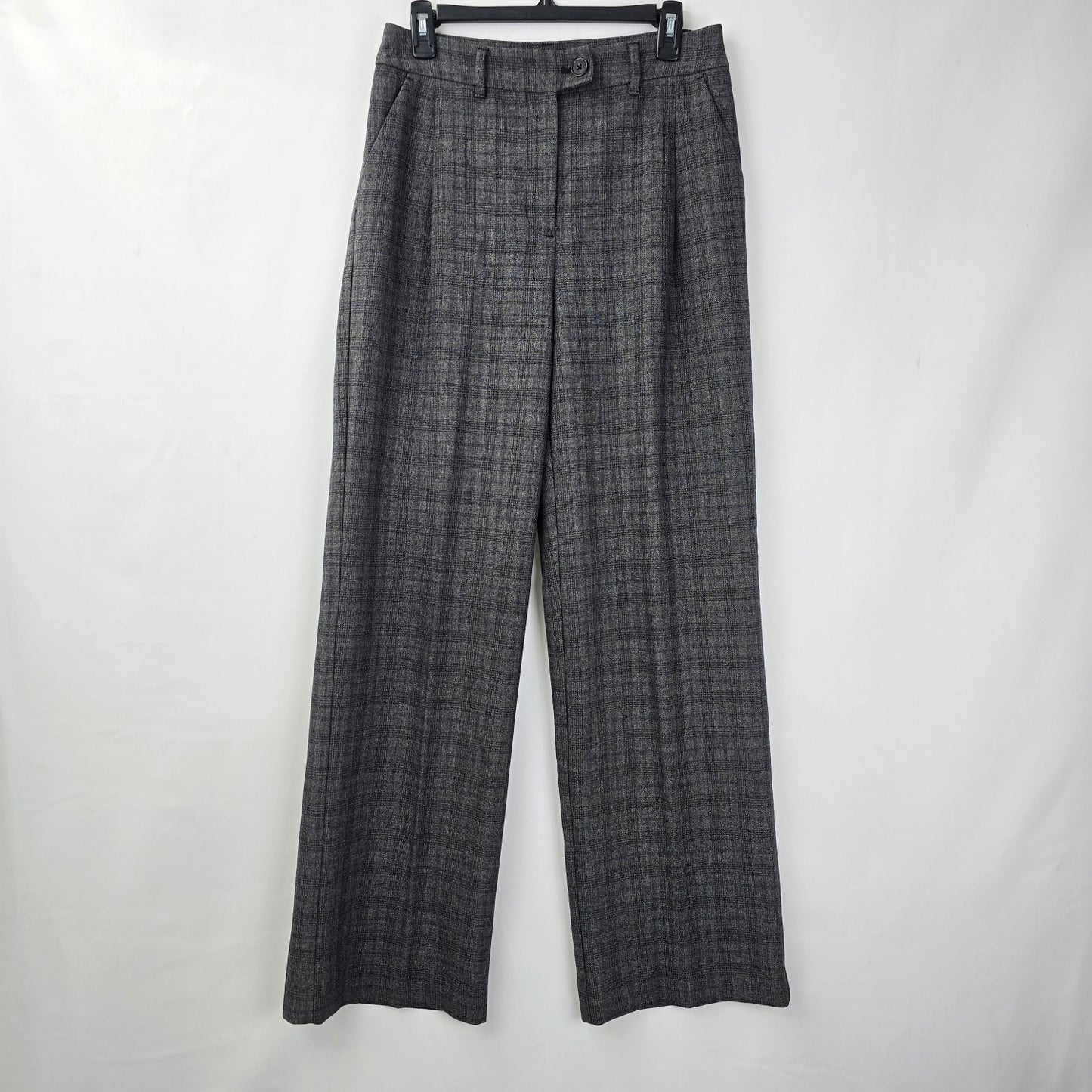 Signature Grey Plaid Wide Leg Trouser Dress Pants Size 8