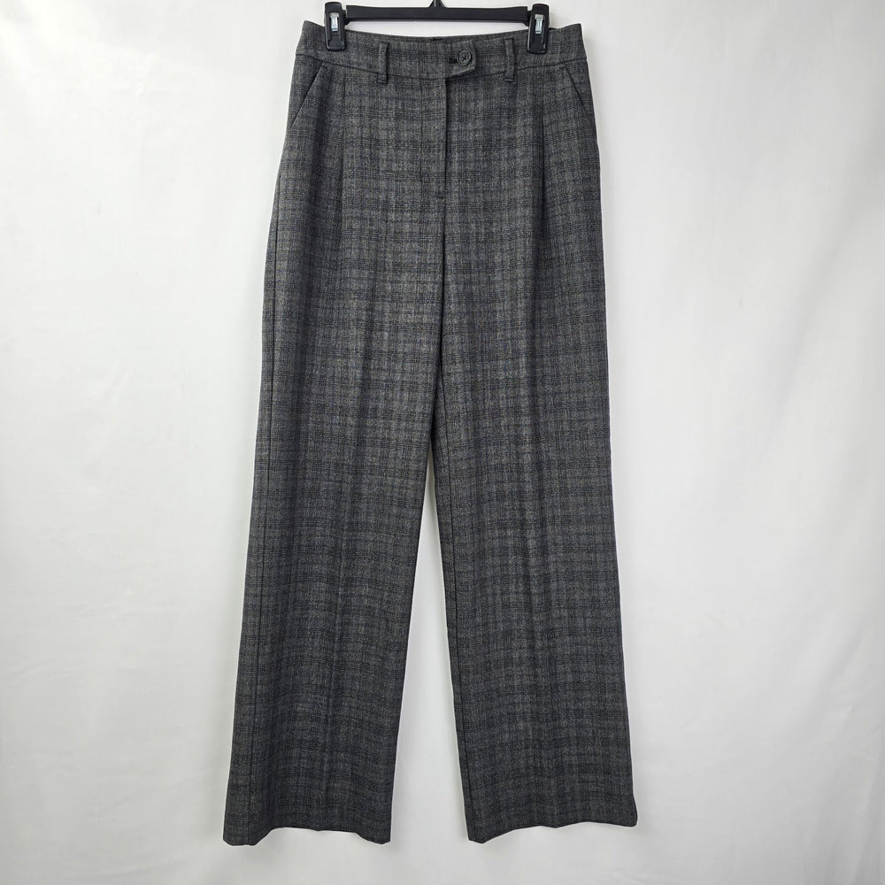 Signature Grey Plaid Wide Leg Trouser Dress Pants Size 8