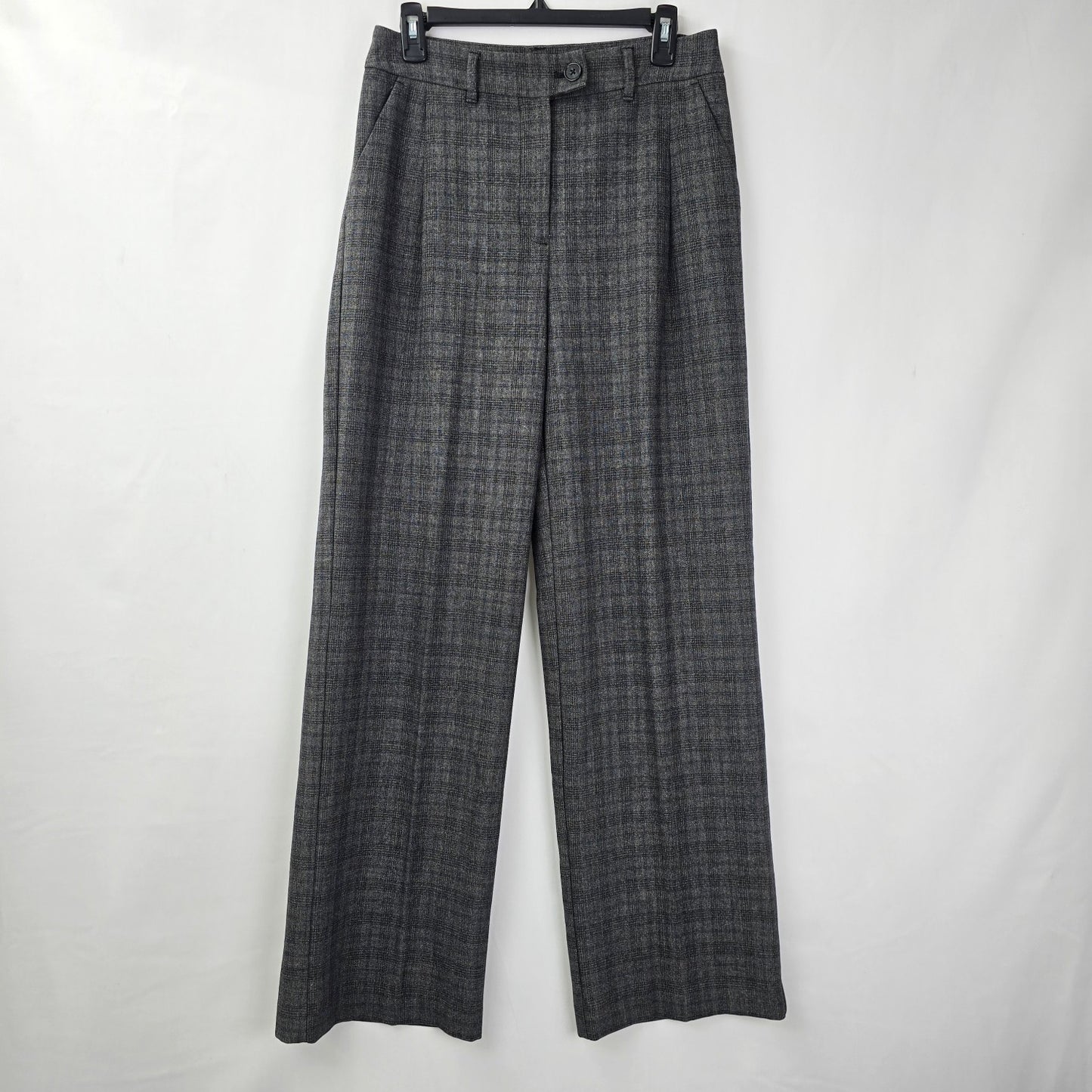 Signature Grey Plaid Wide Leg Trouser Dress Pants Size 8