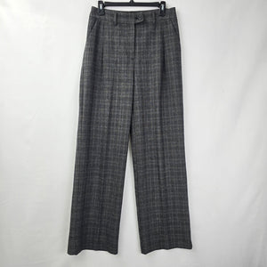 Signature Grey Plaid Wide Leg Trouser Dress Pants Size 8