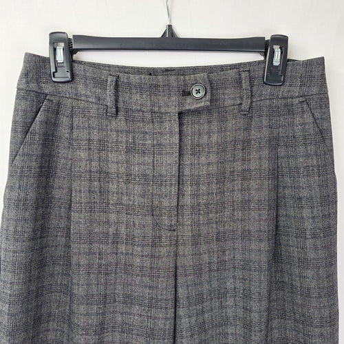 Signature Grey Plaid Wide Leg Trouser Dress Pants Size 8