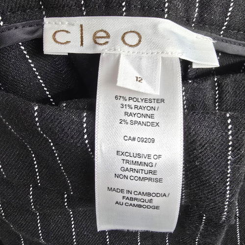 Cleo Black Pin Stripped Trouser Dresser Pants Size 12