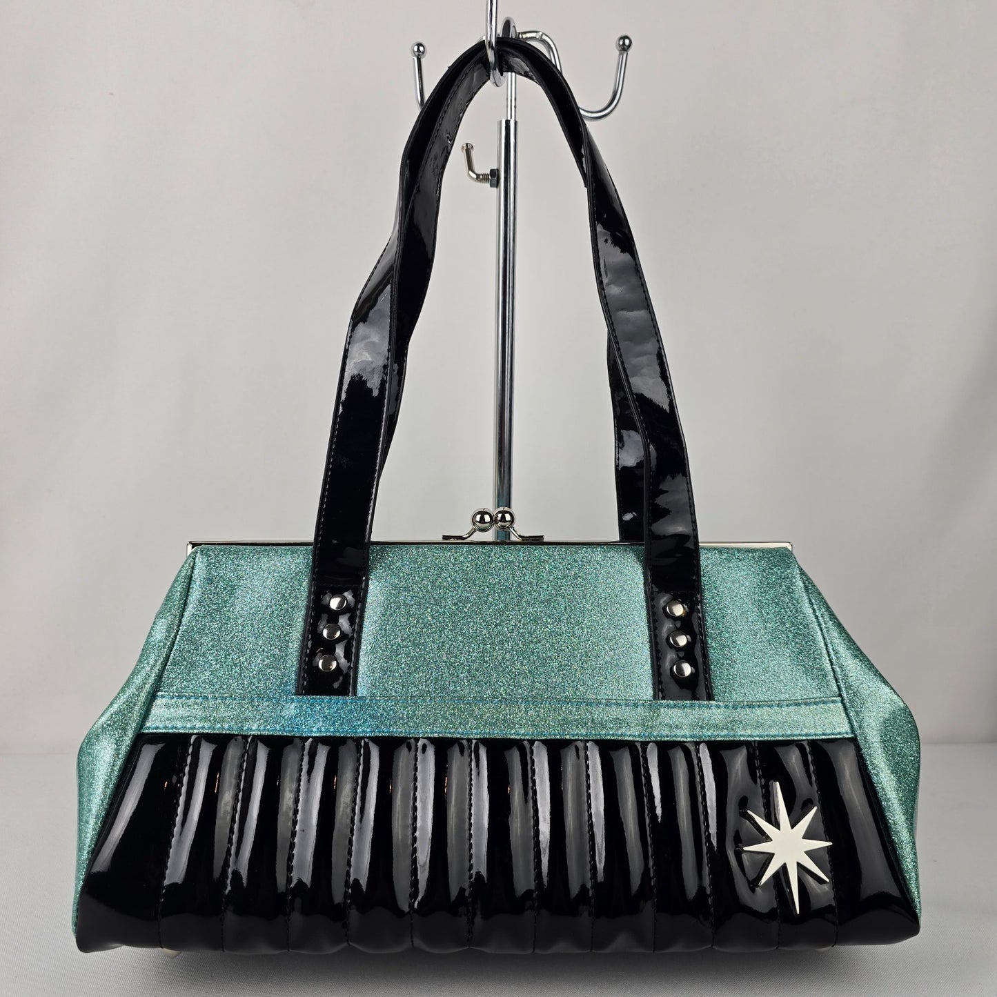 Lux De Ville Blue & Black Kiss Close Purse