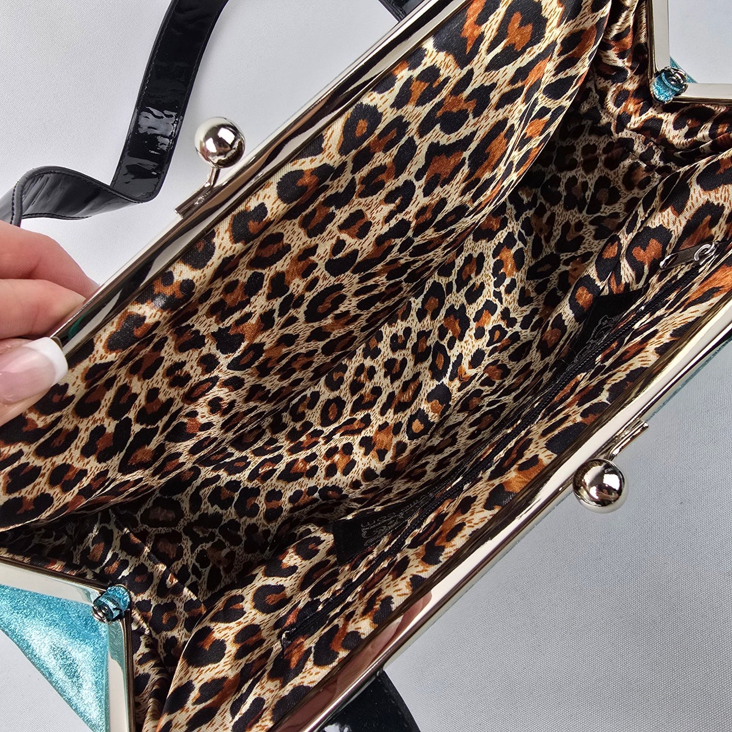 Lux De Ville Blue & Black Kiss Close Purse