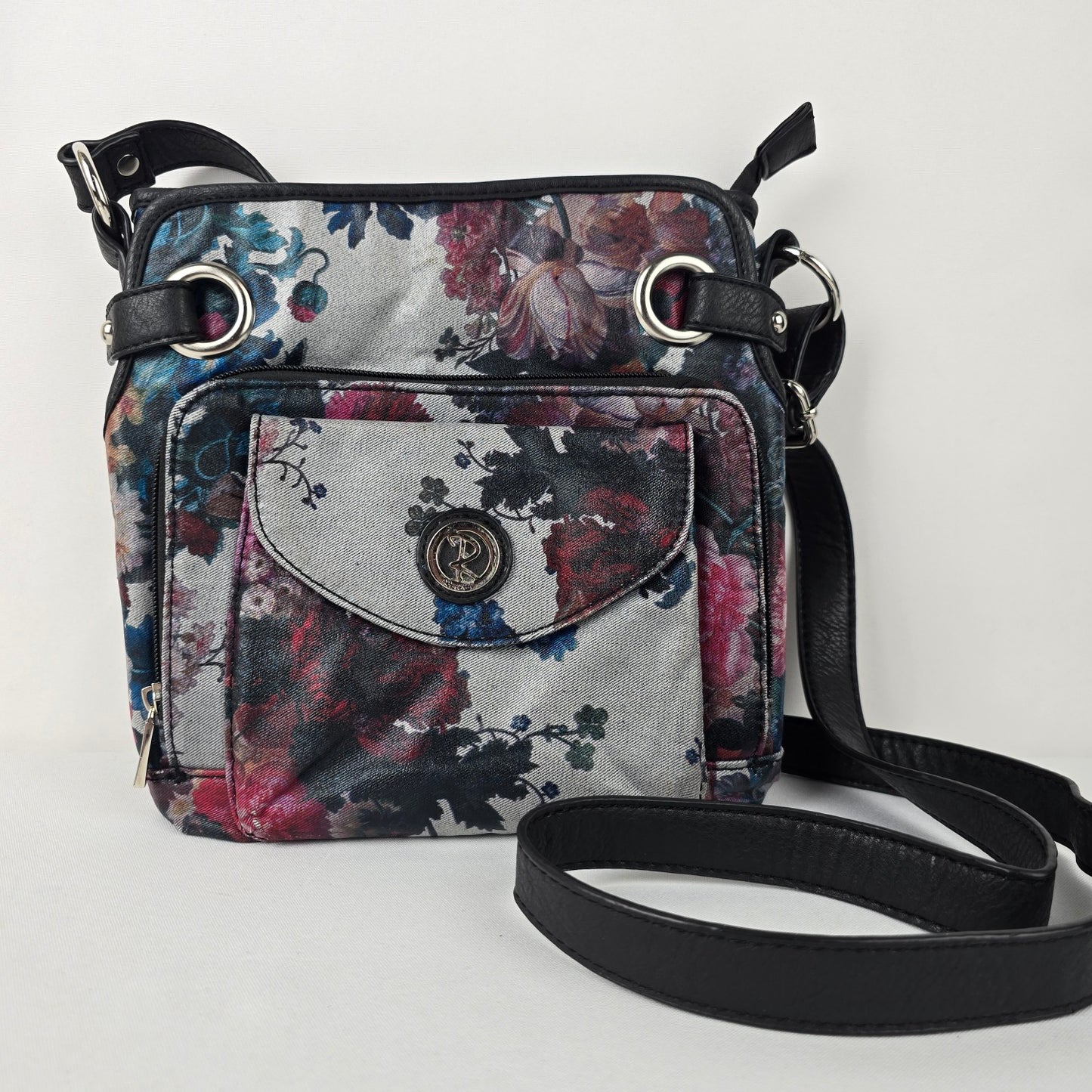 Rosetti Purple Floral Print Crossbody Purse