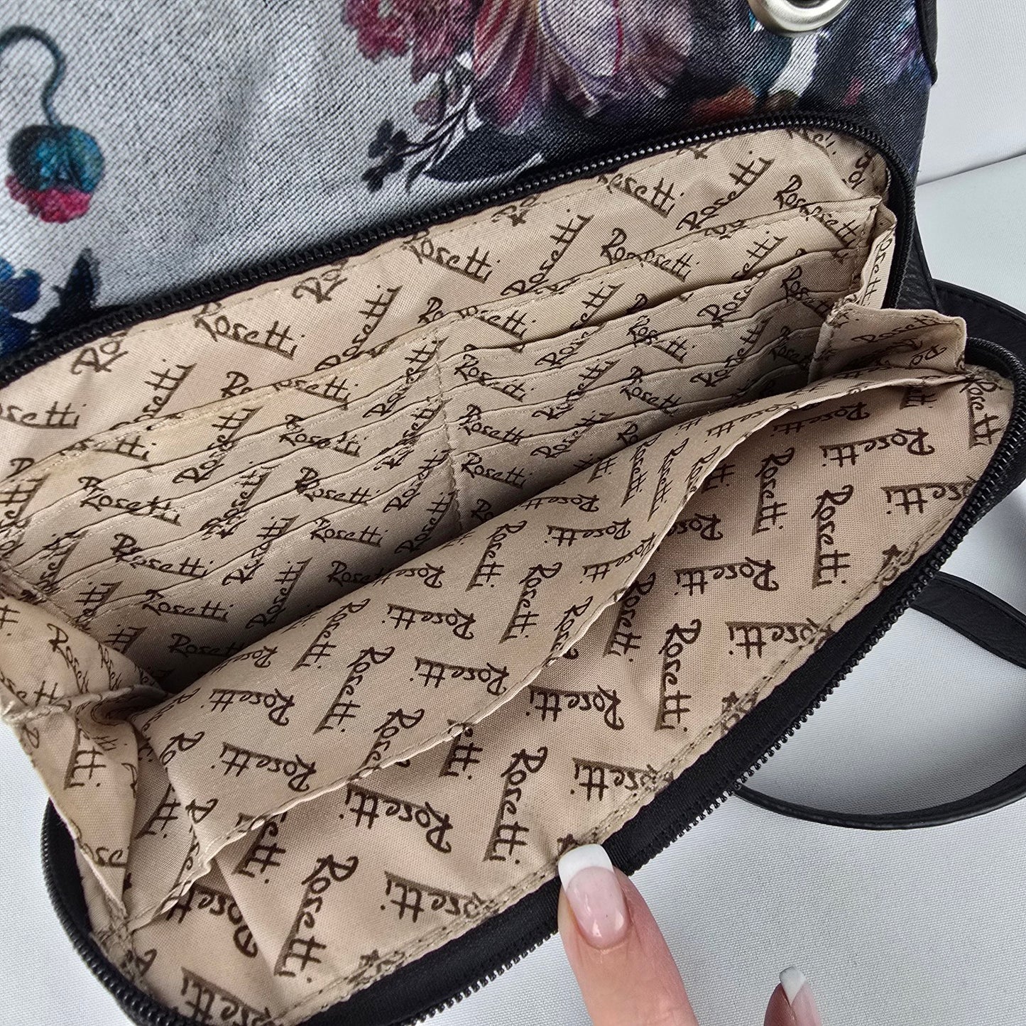 Rosetti Purple Floral Print Crossbody Purse