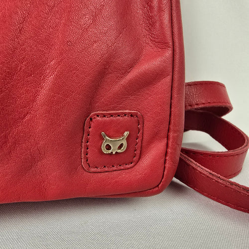 Wise Owl Red Leather Crossbody Purse