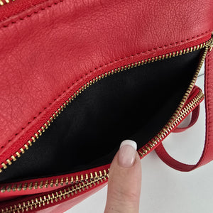 Wise Owl Red Leather Crossbody Purse