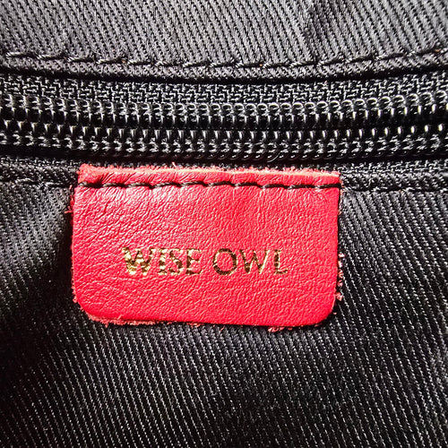 Wise Owl Red Leather Crossbody Purse