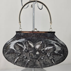Silver & Black Metallic Spikey Clutch Purse