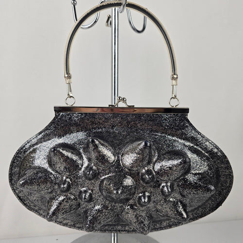 Silver & Black Metallic Spikey Clutch Purse