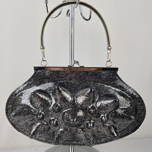 Silver & Black Metallic Spikey Clutch Purse