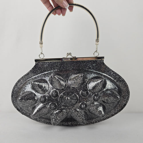 Silver & Black Metallic Spikey Clutch Purse