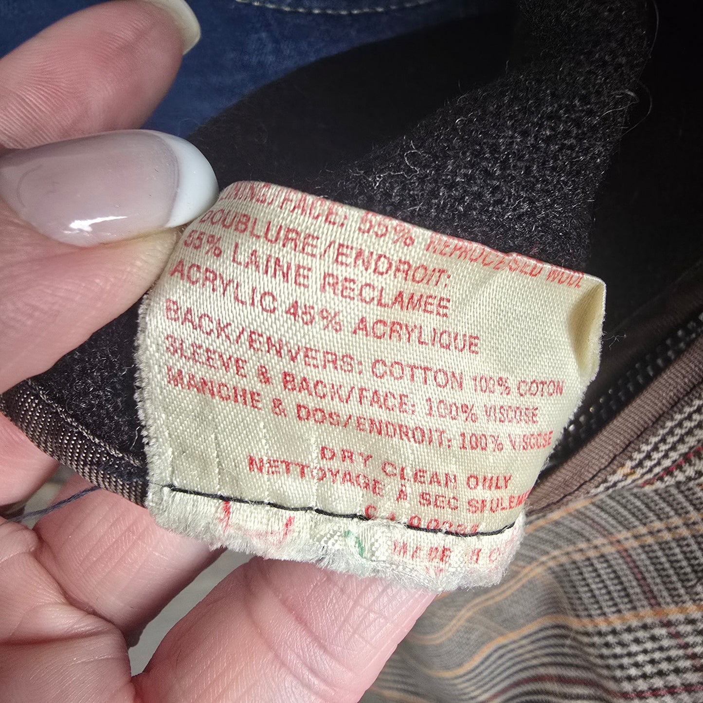 Vintage Made In Canada Brown Wool Plaid Button Up Jacket Size M/L