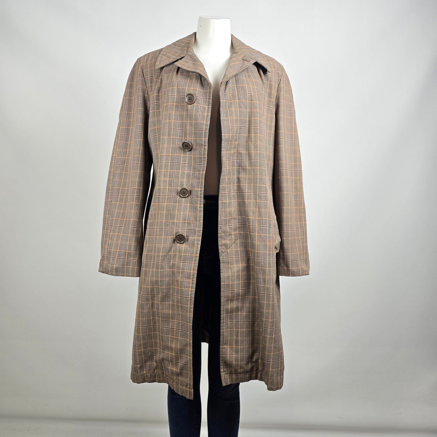 Vintage Made In Canada Brown Wool Plaid Button Up Jacket Size M/L