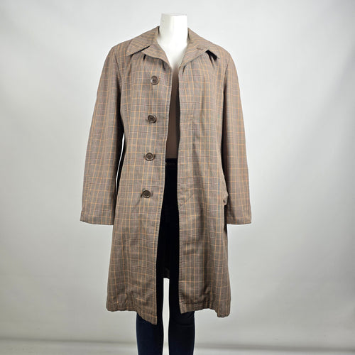 Vintage Made In Canada Brown Wool Plaid Button Up Jacket Size M/L