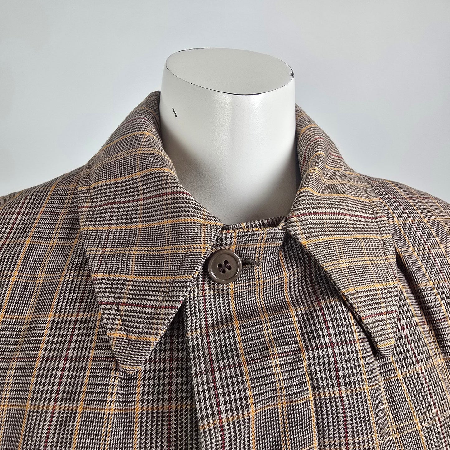 Vintage Made In Canada Brown Wool Plaid Button Up Jacket Size M/L
