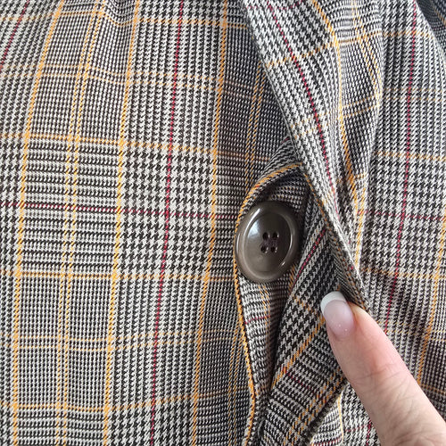 Vintage Made In Canada Brown Wool Plaid Button Up Jacket Size M/L