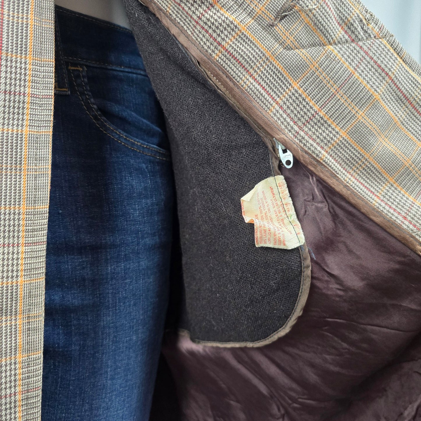 Vintage Made In Canada Brown Wool Plaid Button Up Jacket Size M/L