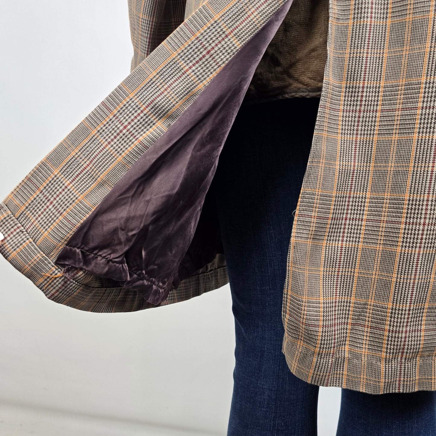 Vintage Made In Canada Brown Wool Plaid Button Up Jacket Size M/L