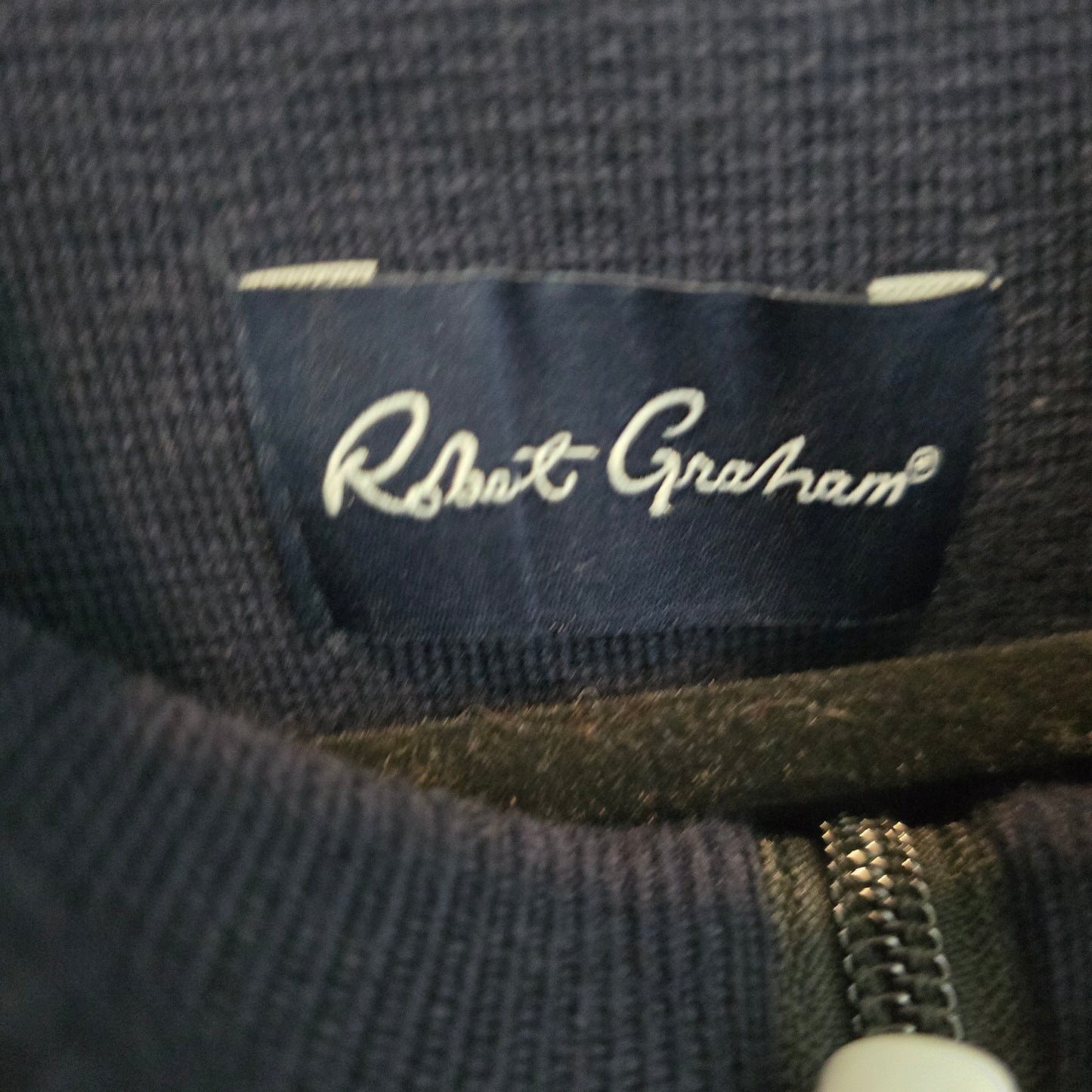 Robert Graham Blue Cotton Knit Zip Up Cardigan Jacket Size M/L