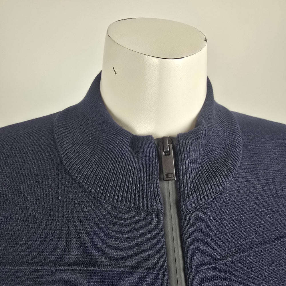 Robert Graham Blue Cotton Knit Zip Up Cardigan Jacket Size M/L