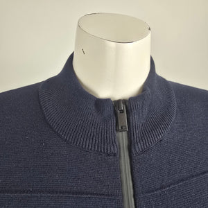 Robert Graham Blue Cotton Knit Zip Up Cardigan Jacket Size M/L