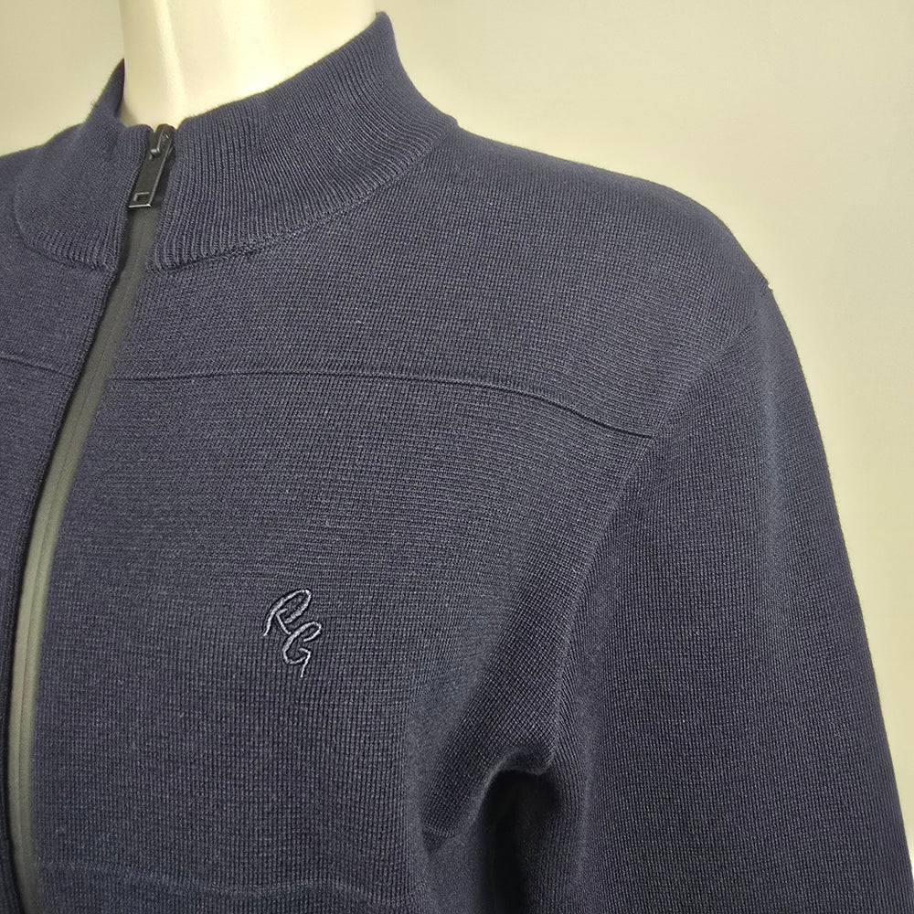 Robert Graham Blue Cotton Knit Zip Up Cardigan Jacket Size M/L