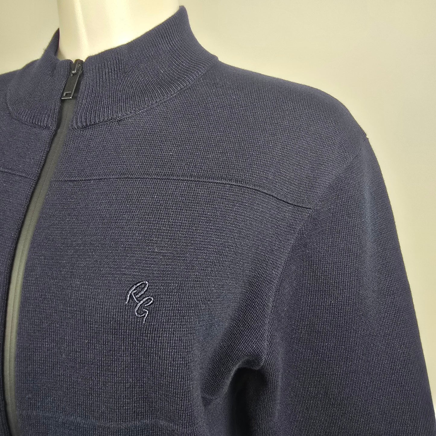 Robert Graham Blue Cotton Knit Zip Up Cardigan Jacket Size M/L