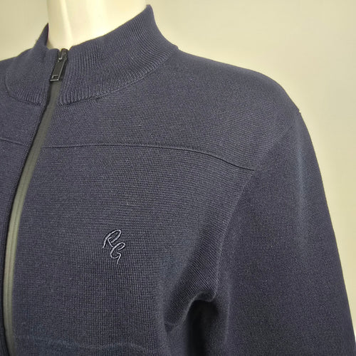 Robert Graham Blue Cotton Knit Zip Up Cardigan Jacket Size M/L