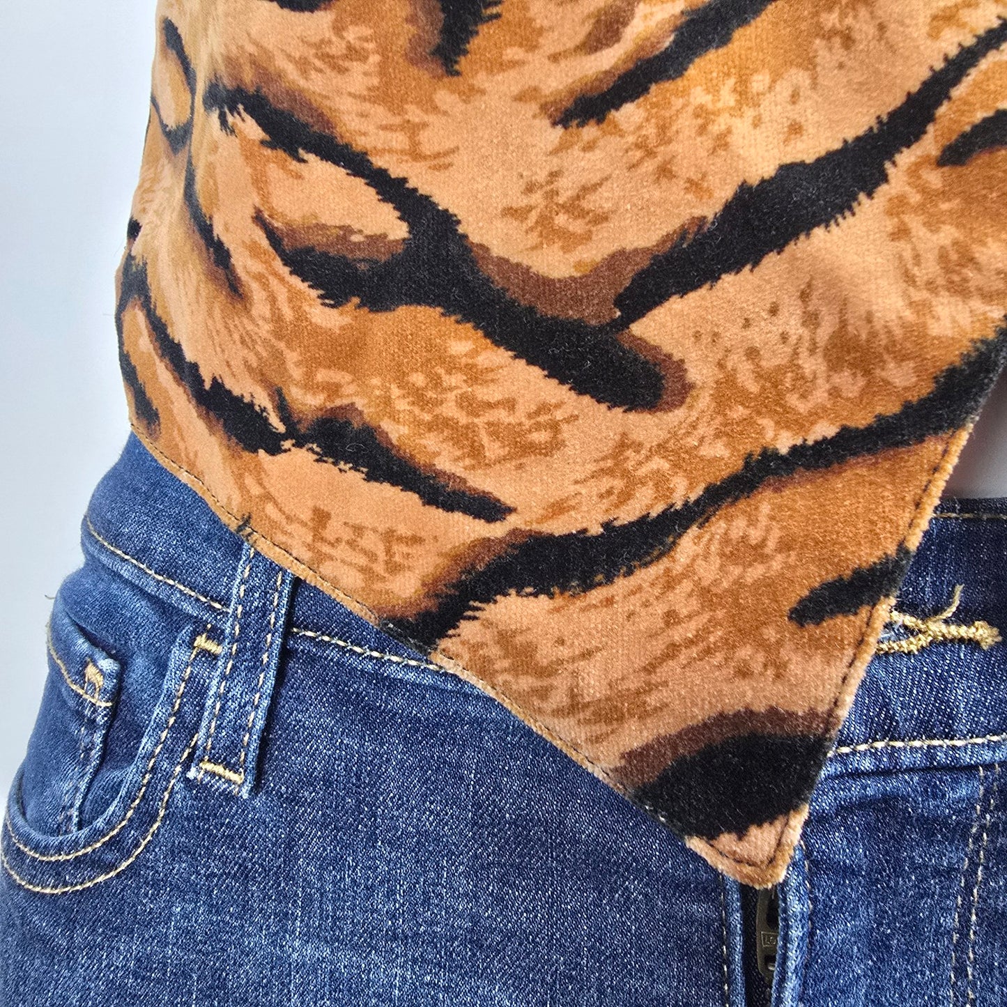 Vintage Karen Scott Brown Tiger Print Button Up Vest Size S