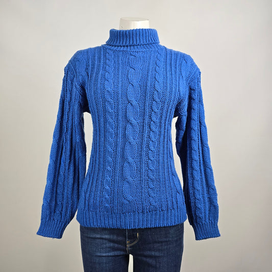 Vintage Color Code Blue Turtle Neck Sweater Size 7/8