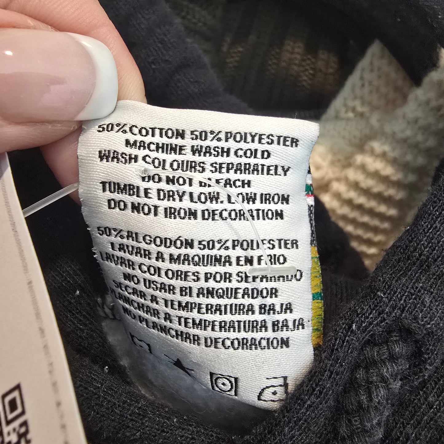 Vintage Cross Colours Cropped Hoodie Striped Hip Hop Sweatshirt Size M