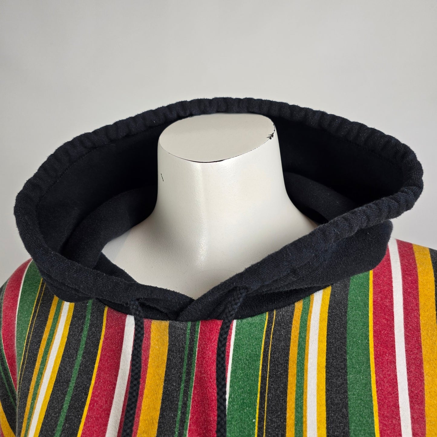 Vintage Cross Colours Cropped Hoodie Striped Hip Hop Sweatshirt Size M