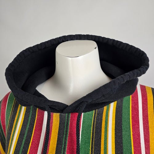 Vintage Cross Colours Cropped Hoodie Striped Hip Hop Sweatshirt Size M