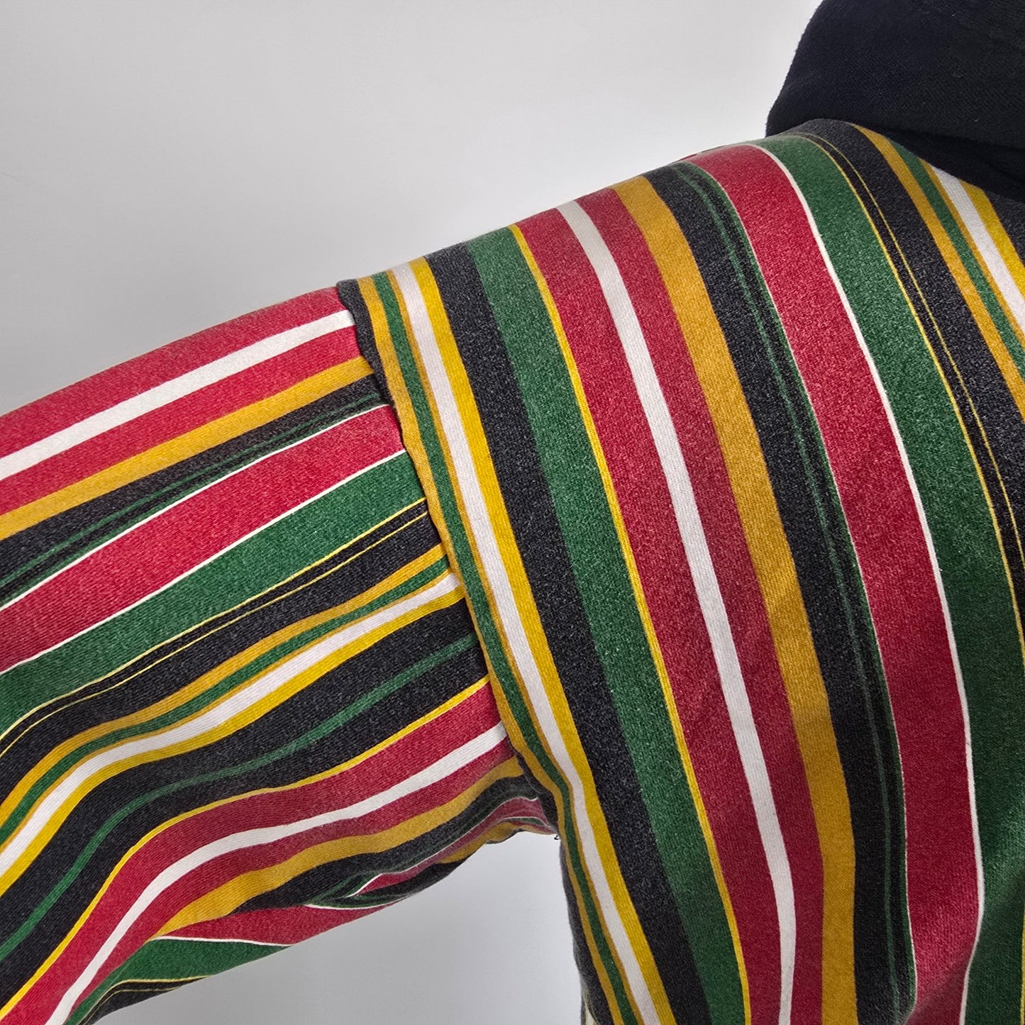 Vintage Cross Colours Cropped Hoodie Striped Hip Hop Sweatshirt Size M