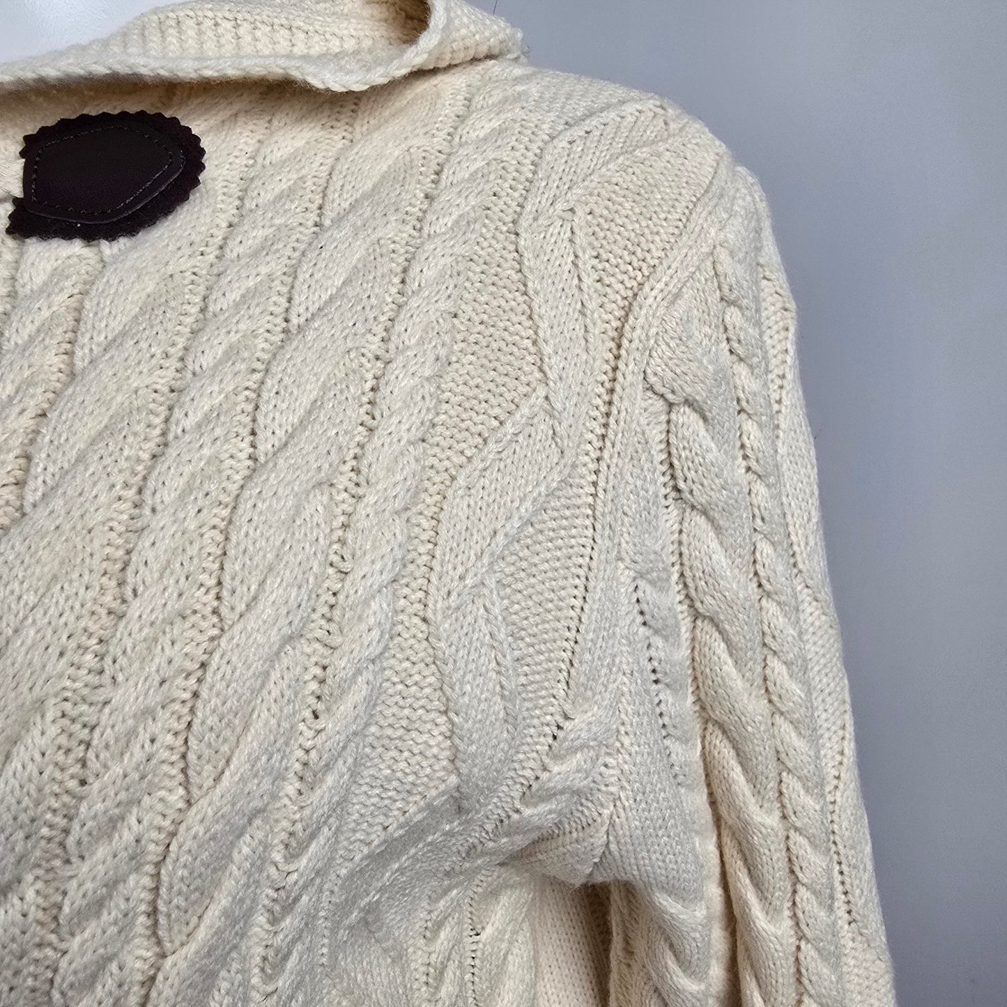 Minkas Cream Knit Long Cardigan Size S