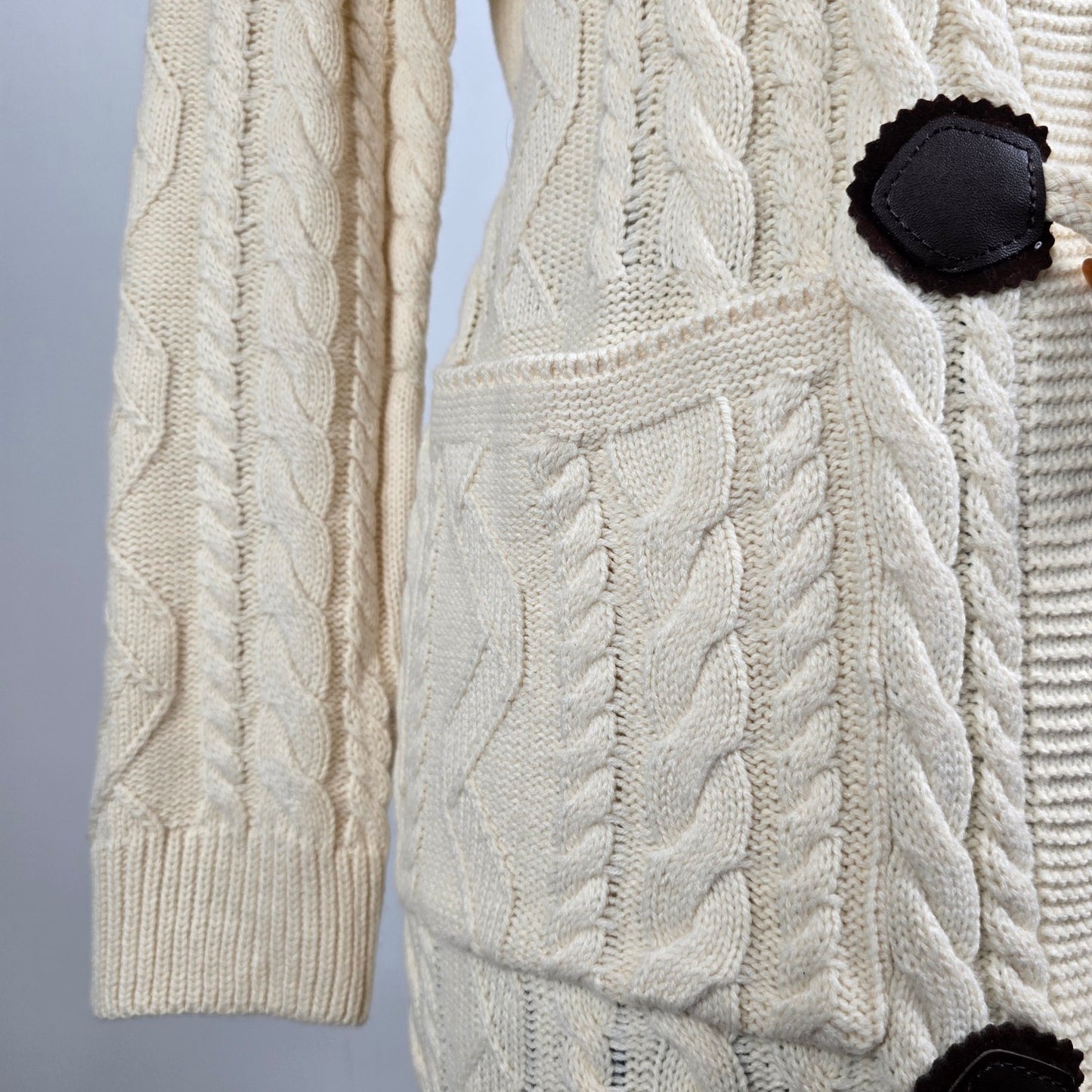 Minkas Cream Knit Long Cardigan Size S