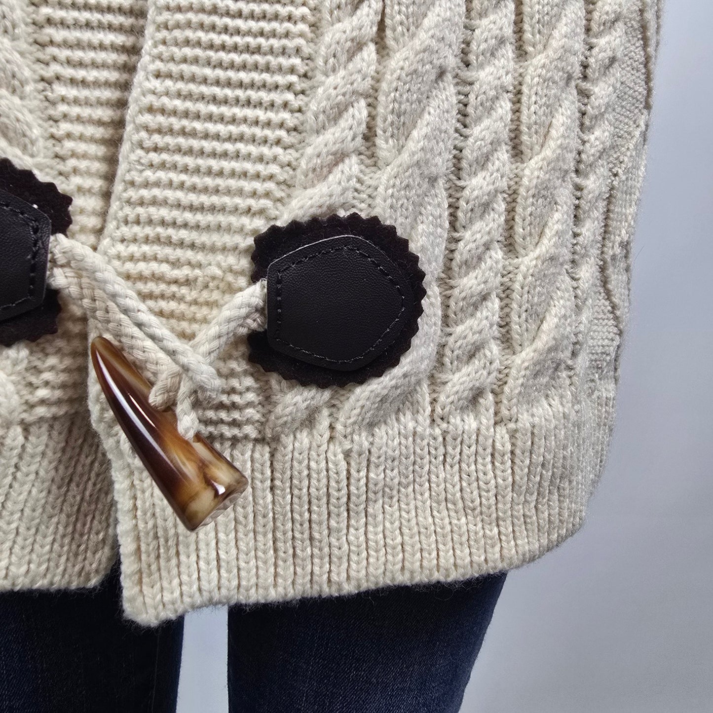 Minkas Cream Knit Long Cardigan Size S