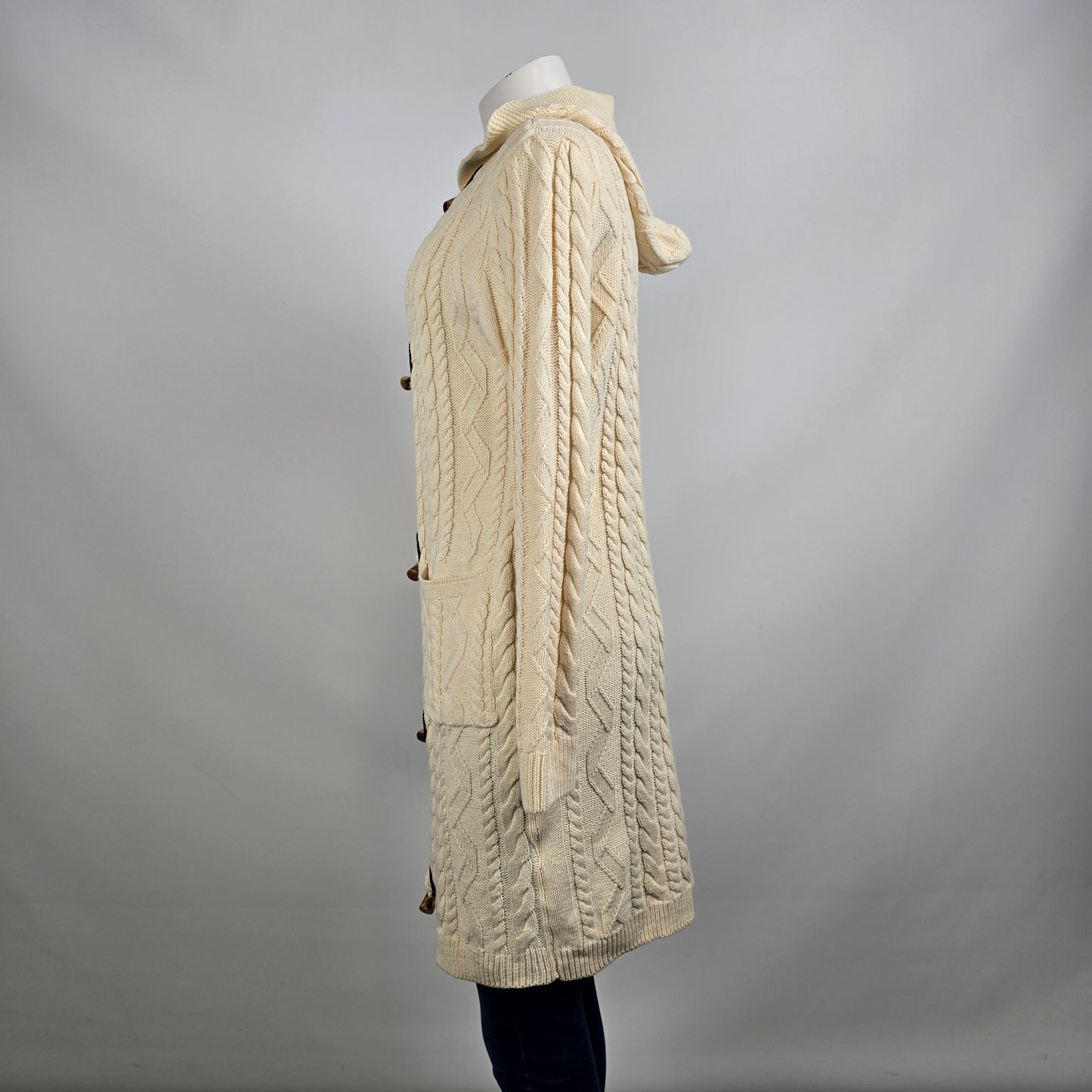 Minkas Cream Knit Long Cardigan Size S