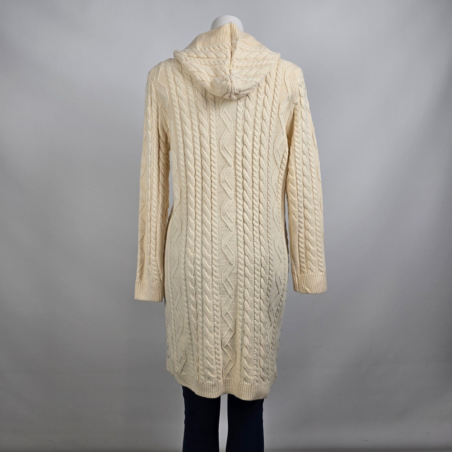 Minkas Cream Knit Long Cardigan Size S