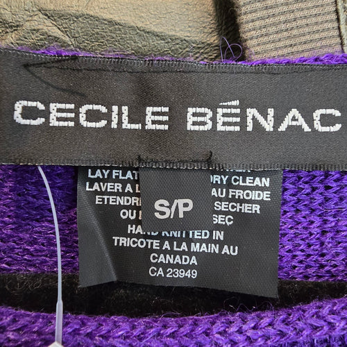 Cecile Benac Purple Knit Wool & Silk Asymmetrical Sweater Size S