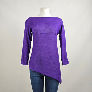 Cecile Benac Purple Knit Wool & Silk Asymmetrical Sweater Size S