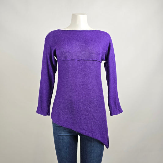 Cecile Benac Purple Knit Wool & Sil Asymmetrical Sweater Size S