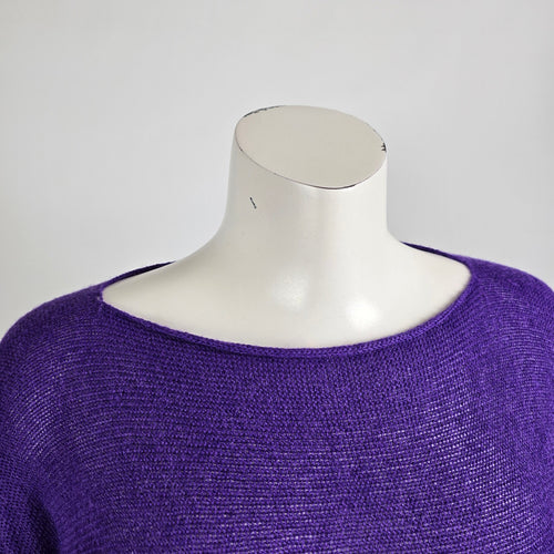 Cecile Benac Purple Knit Wool & Silk Asymmetrical Sweater Size S