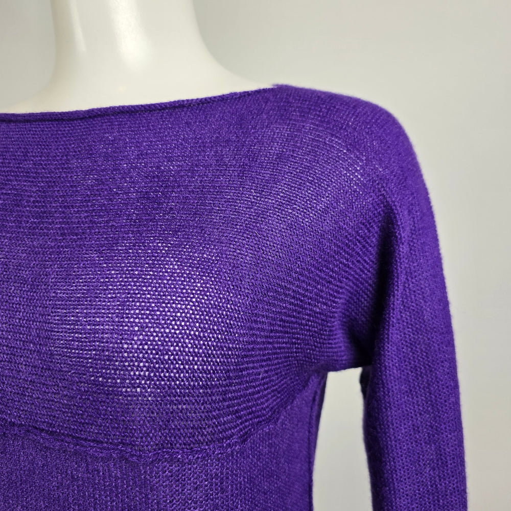 Cecile Benac Purple Knit Wool & Silk Asymmetrical Sweater Size S